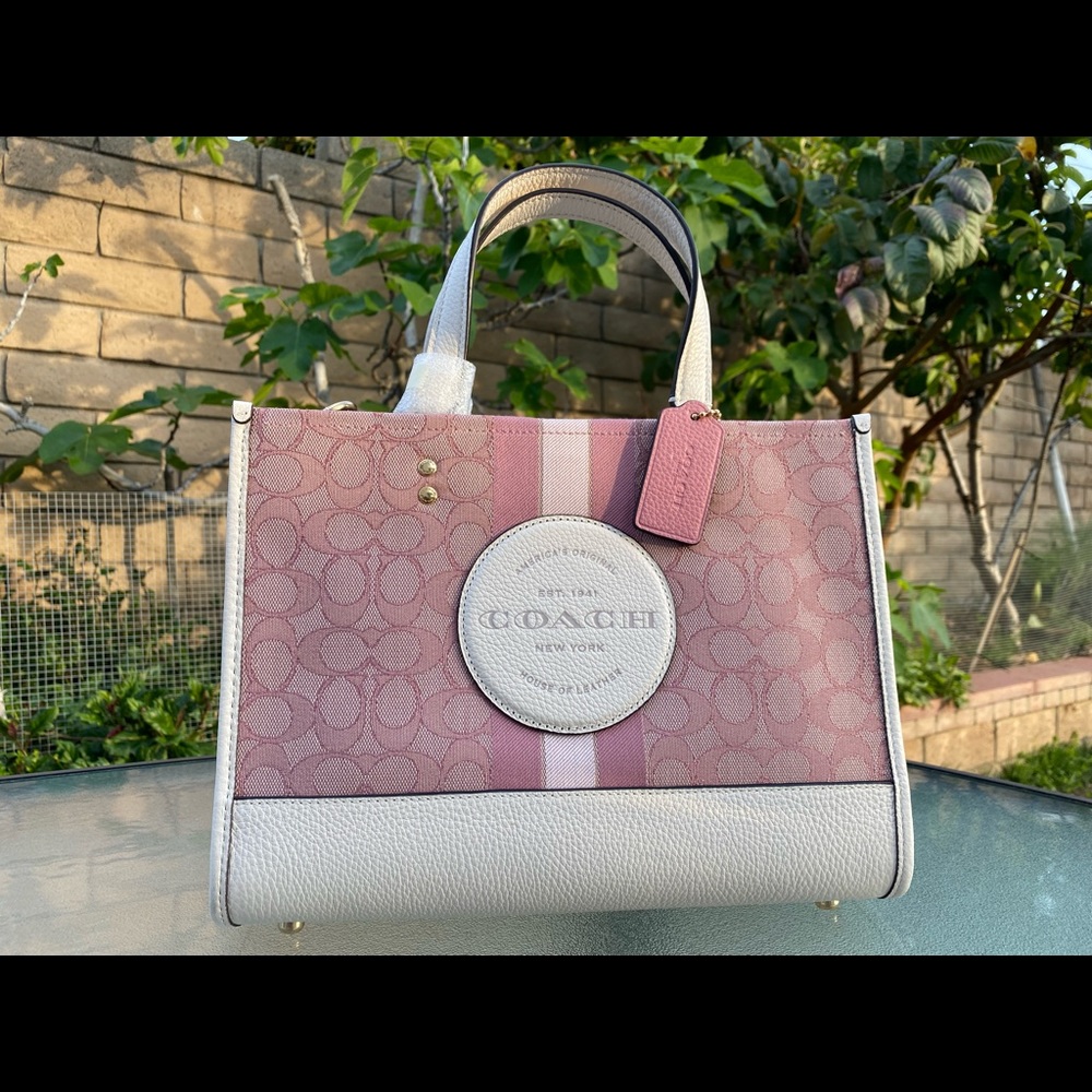 Coach Dempsey Carryall in signature Jacquard With stripe and coach patch